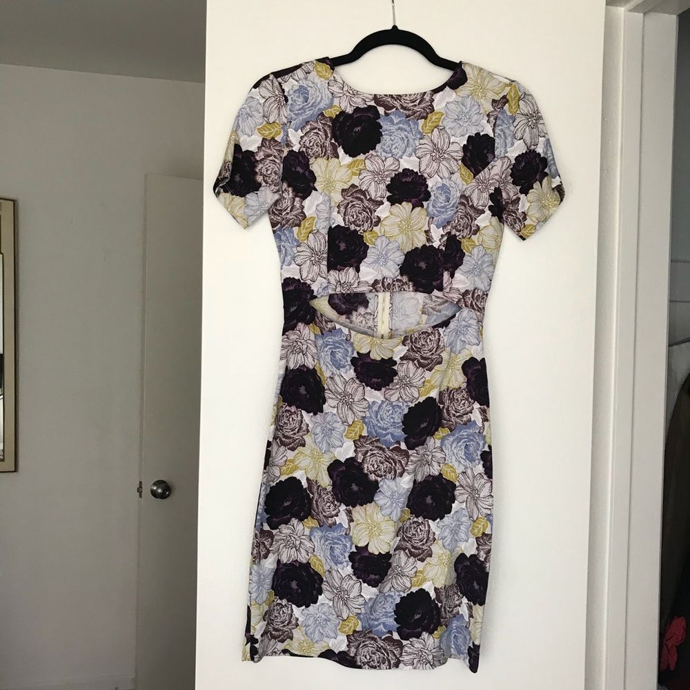 Suno Floral Cocktail Cut-Out Dress